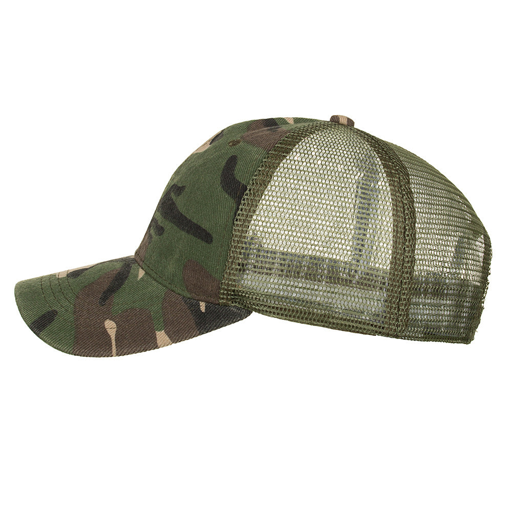 Men’s Camouflage Baseball Cap – Cotton Printed Hat with Long Brim