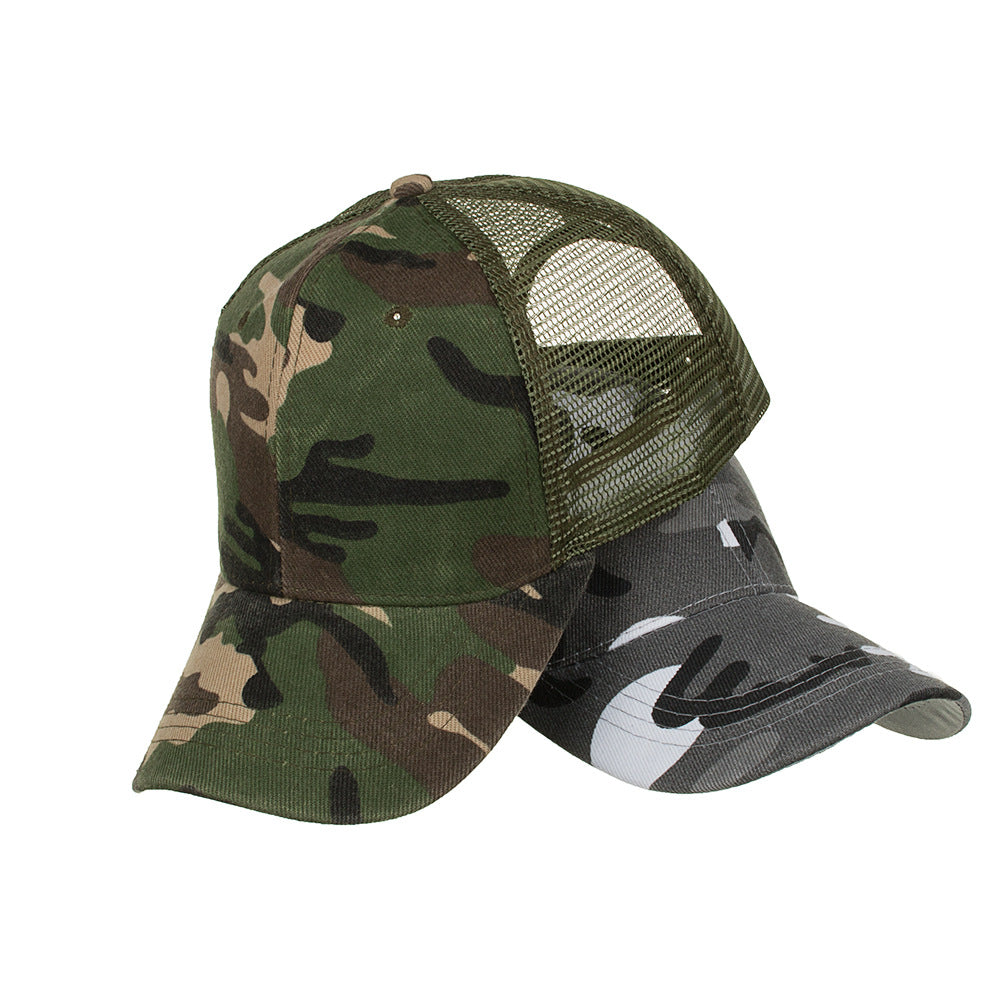 Men’s Camouflage Baseball Cap – Cotton Printed Hat with Long Brim