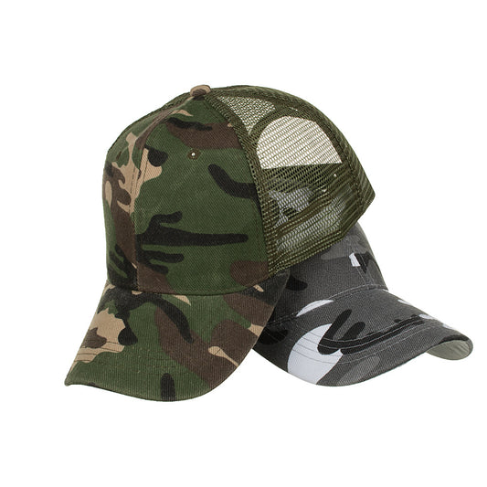 Men’s Camouflage Baseball Cap – Cotton Printed Hat with Long Brim