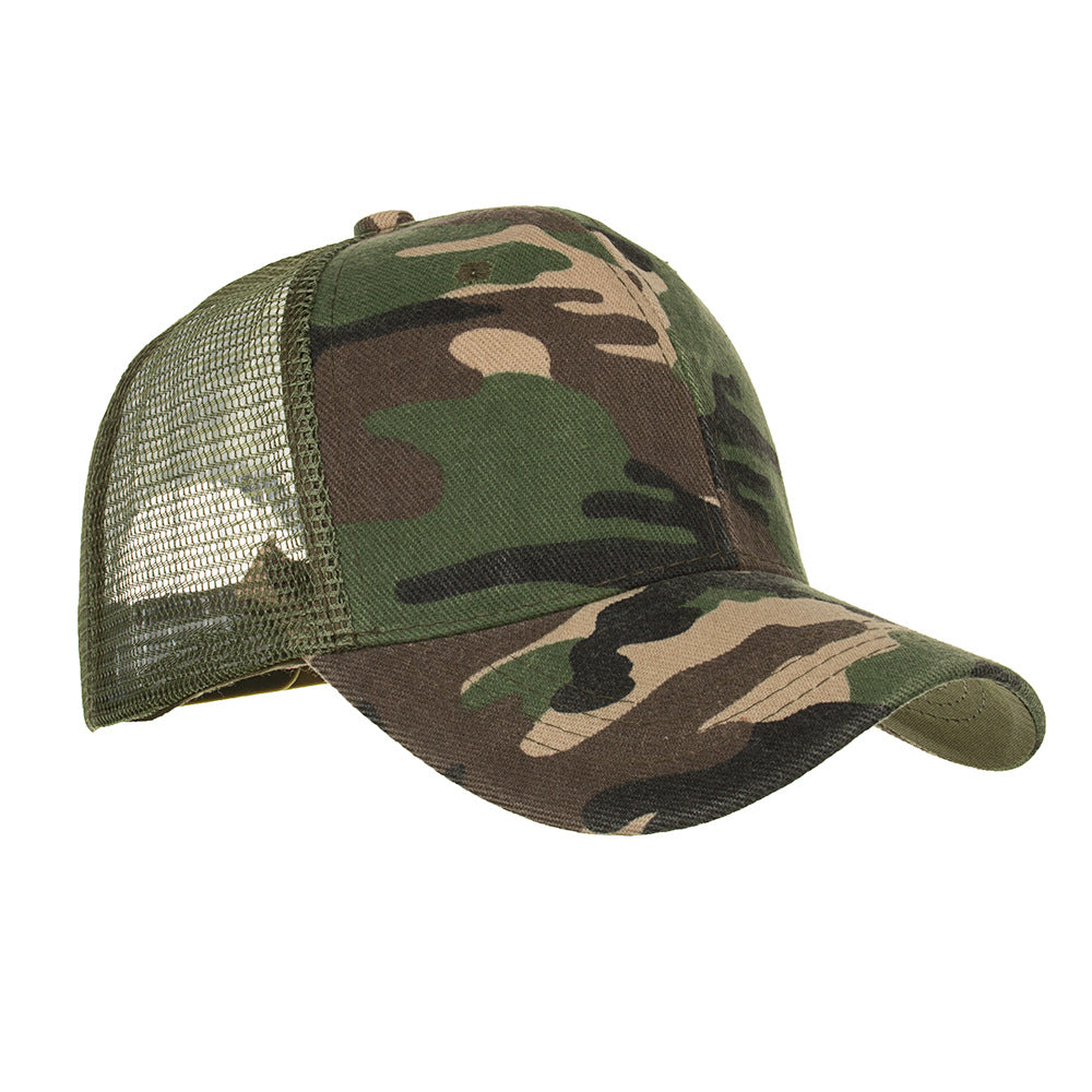 Men’s Camouflage Baseball Cap – Cotton Printed Hat with Long Brim