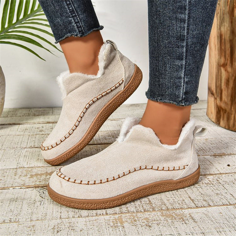 Women’s V-Cut Plush Ankle Boots