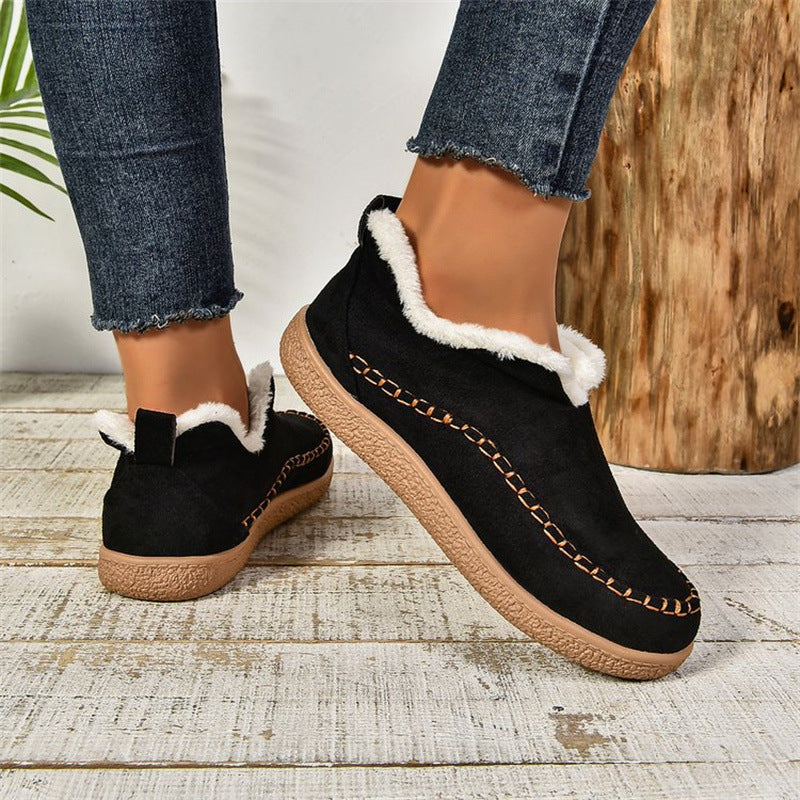 Women’s V-Cut Plush Ankle Boots