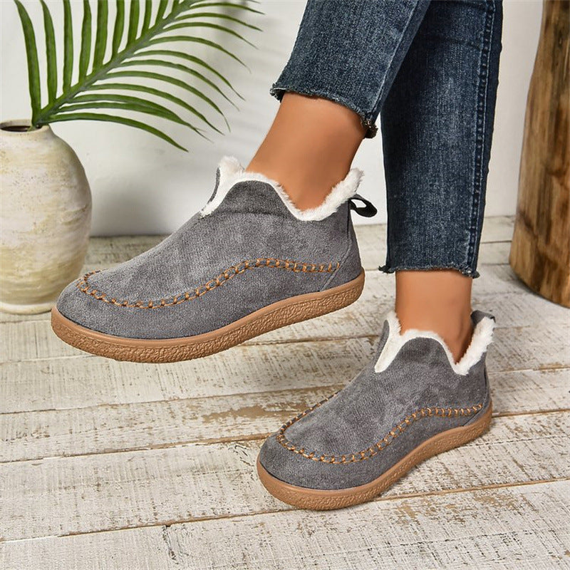 Women’s V-Cut Plush Ankle Boots