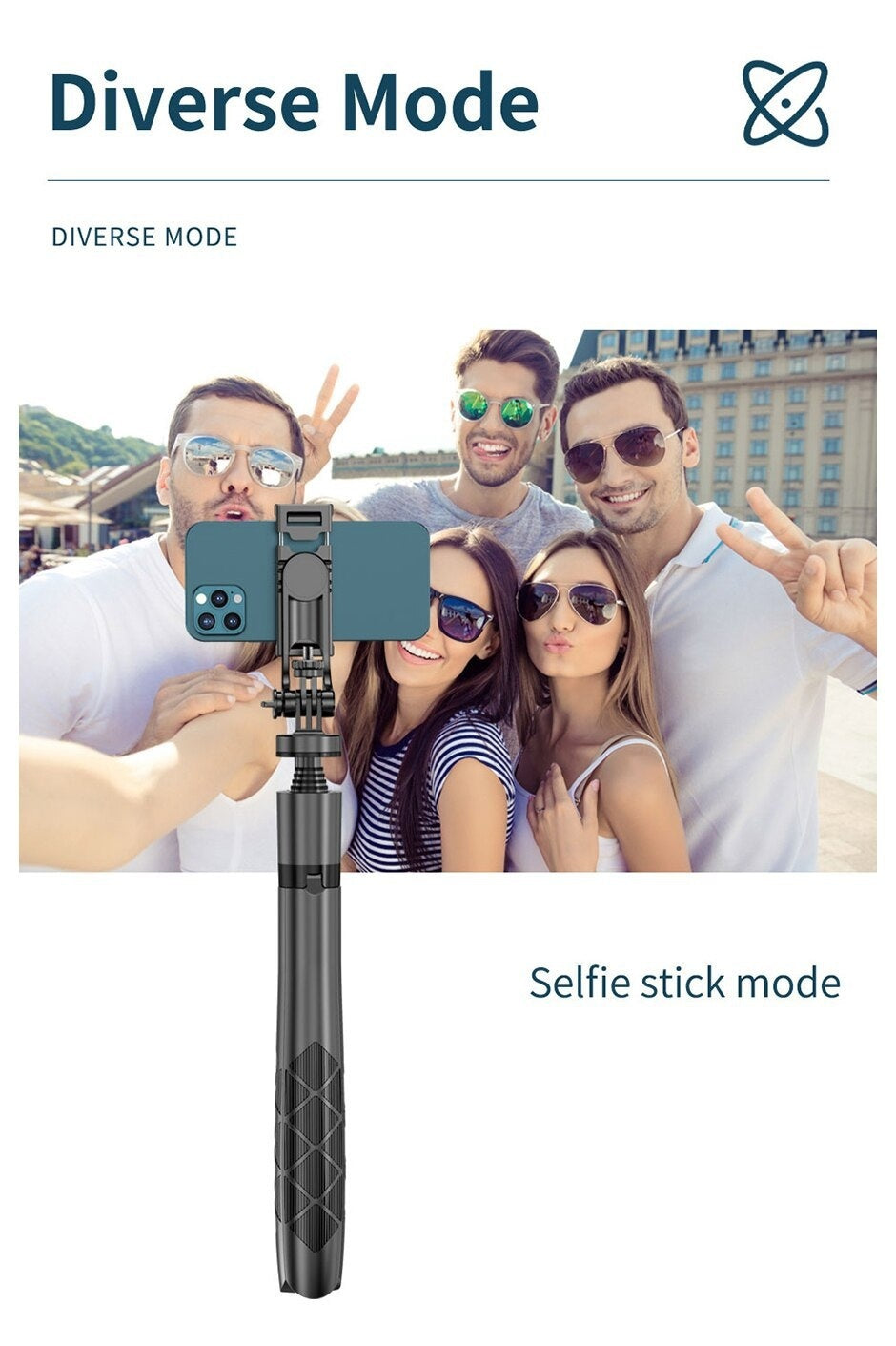 Selfie stick with Bluetooth