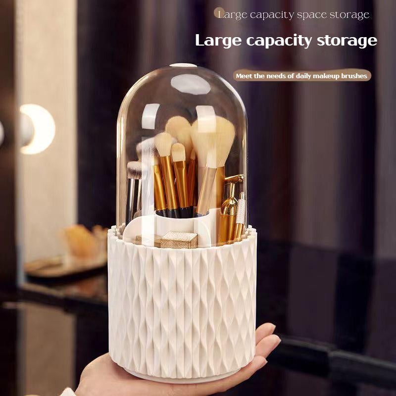 360 Rotating Large Transparent Makeup Brush Storage