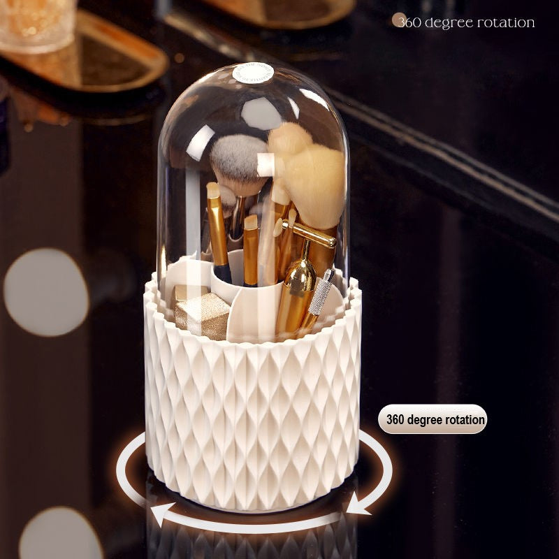 360 Rotating Large Transparent Makeup Brush Storage