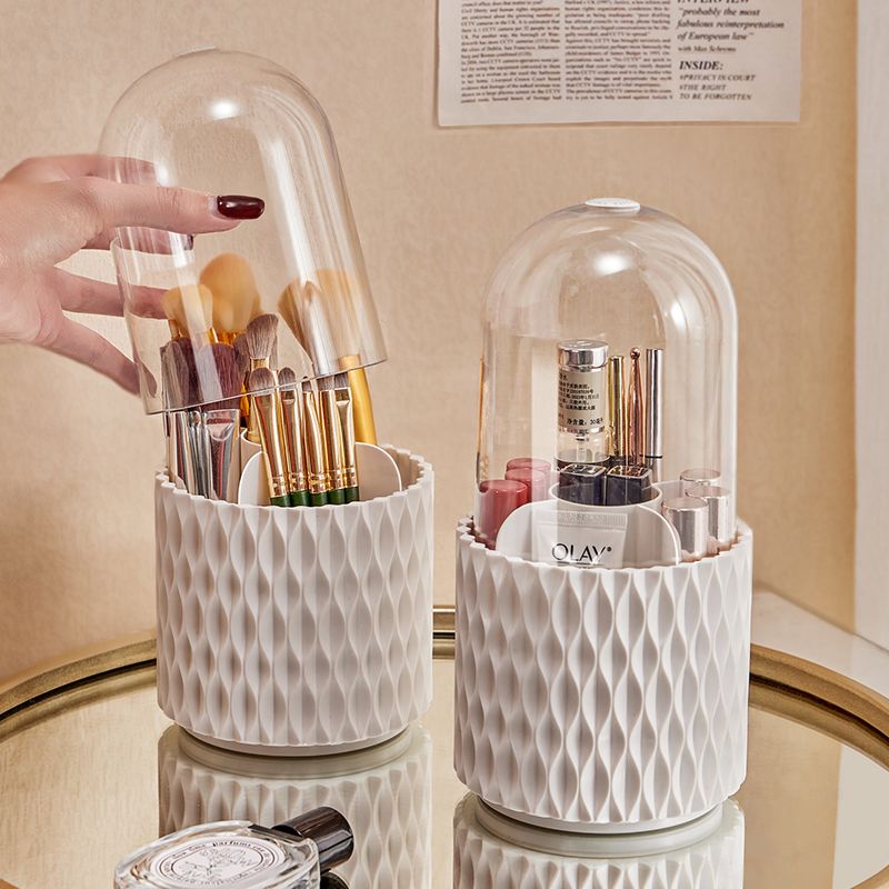 360 Rotating Large Transparent Makeup Brush Storage