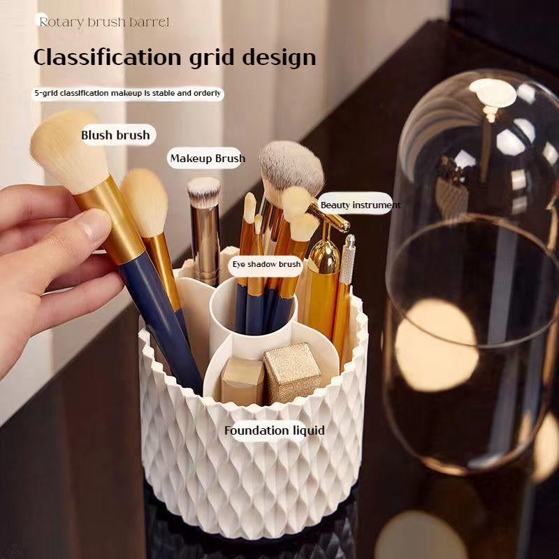 360 Rotating Large Transparent Makeup Brush Storage