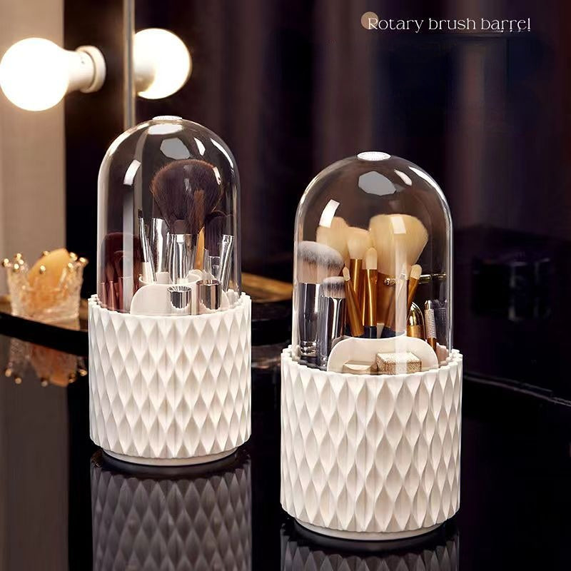 360 Rotating Large Transparent Makeup Brush Storage