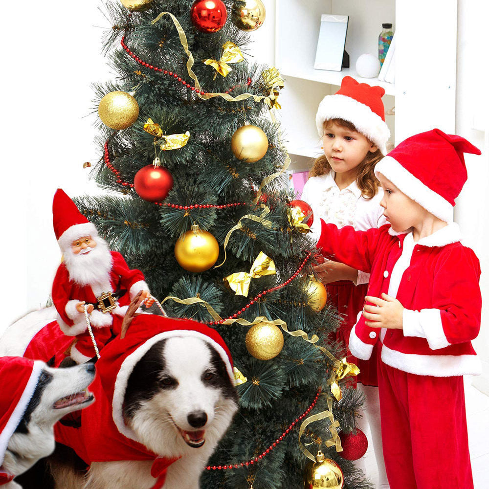 Dog Christmas Clothes Santa Claus Riding Deer