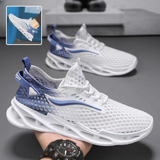 Men's Lace Up Mesh Sneakers – Breathable Hollow Sole Running Shoes