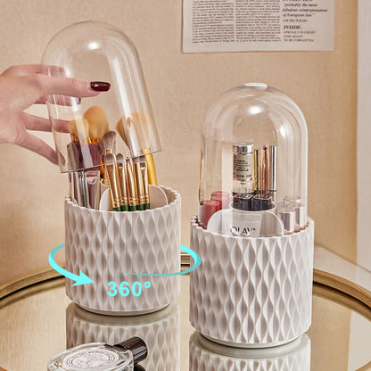 360 Rotating Large Transparent Makeup Brush Storage